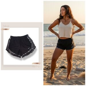 🌿Nike Dri-FIT Women's XS Running Shorts Black Gray Lined Floral Trim Athletic